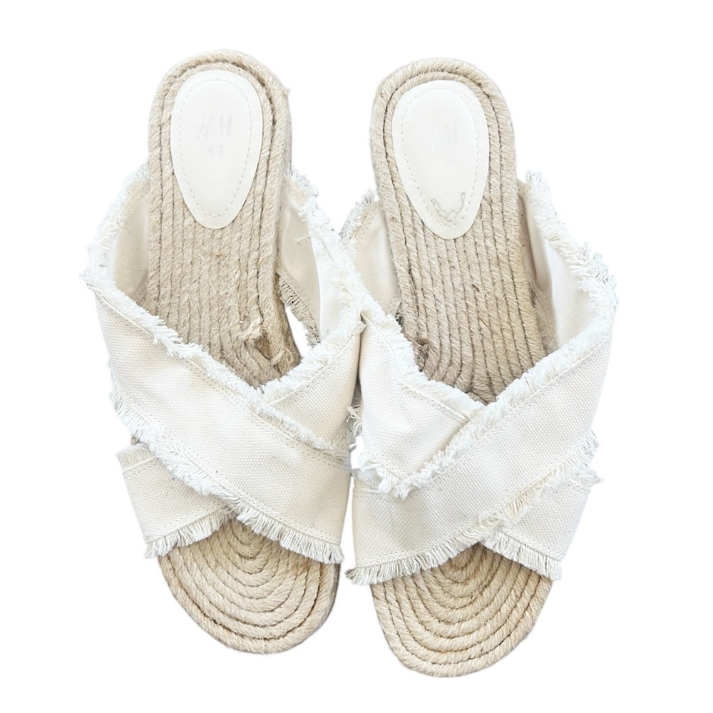 H&M Espadrille Sandals Cream Natural Resort Vacation Summer Style Size 41